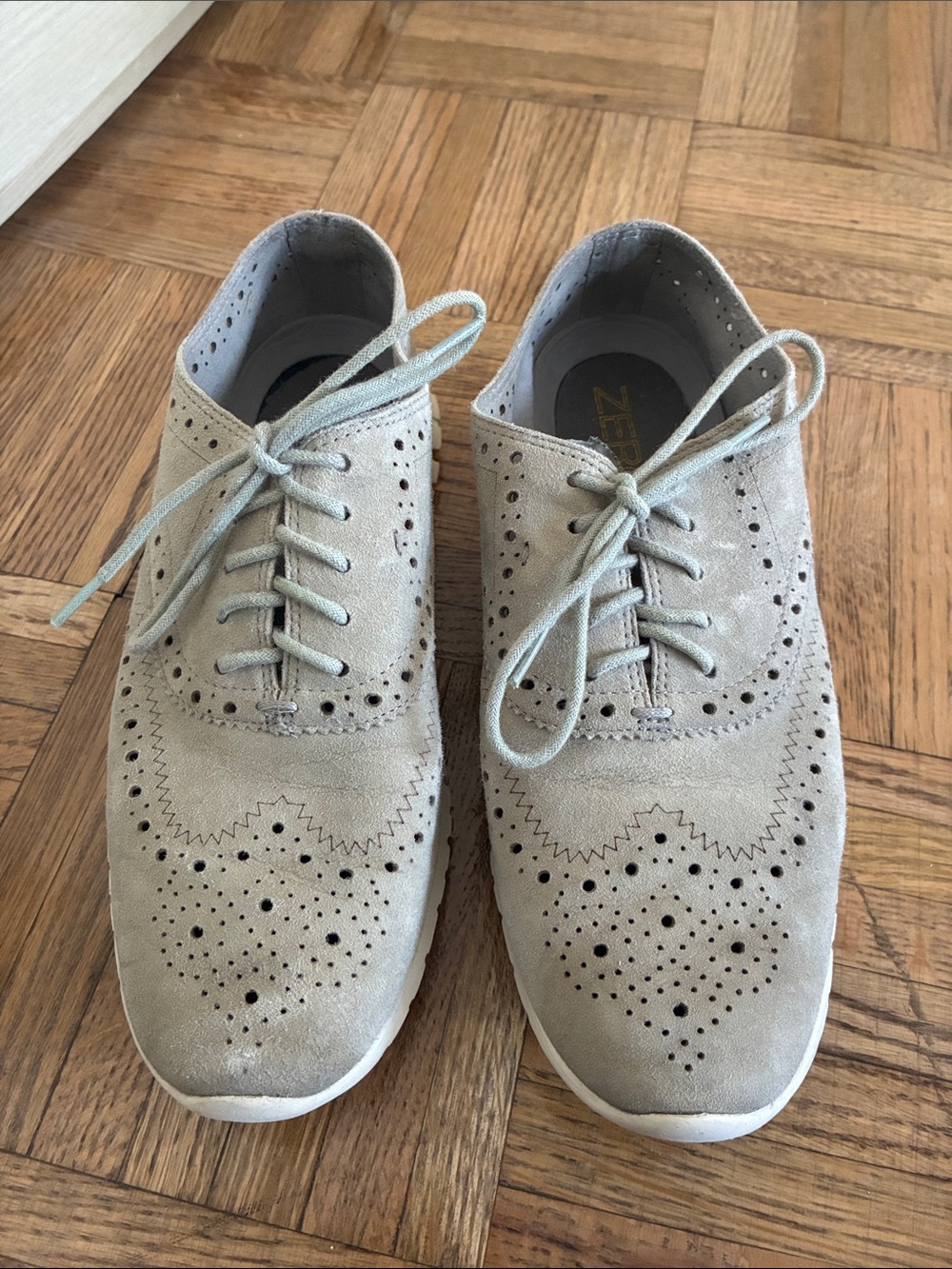 Cole Haan Gray ZERØGRAND Stitchlite Wingtip Oxfords Size 6.5